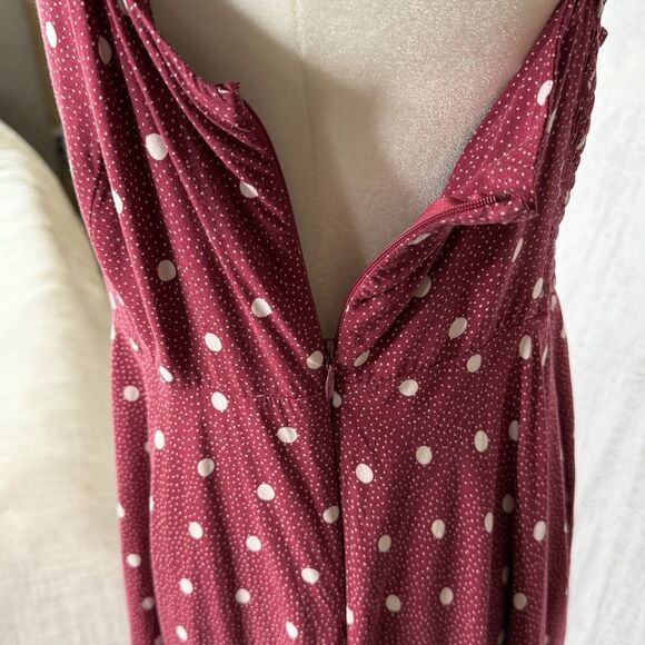 OLD NAVY Size XL Burgundy White Polka Dot Cami Fit & Flare Smocked Back Dress - Picture 11 of 16